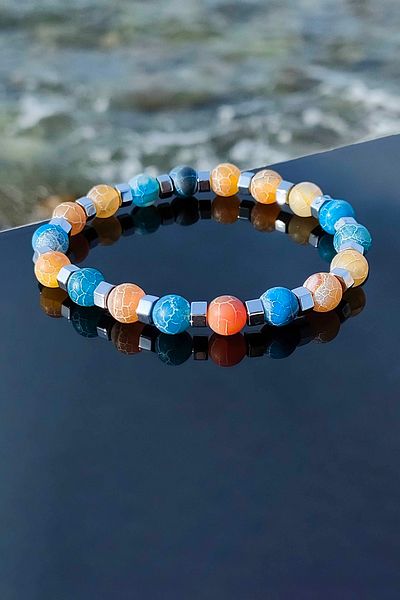 TREND COLLECTİON Crab Agate Original Natural Stone Adjustable Bracelet