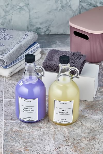 FBZhome 2-Piece Fabric Softener & Liquid Detergent Bottle 1500 Ml