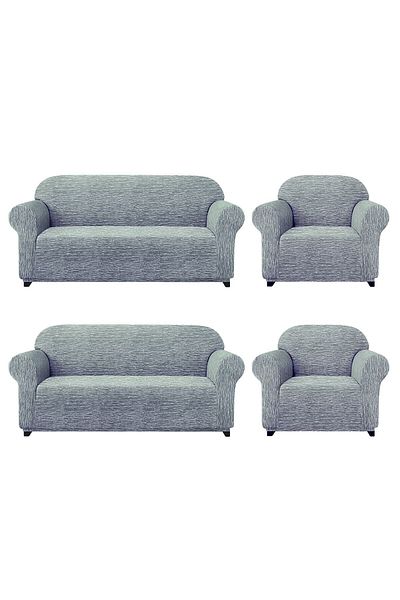 KARAHANLI Flexible Jacquard 3+3+1+1 Sofa Sofa with Skirts - Set with Rod Pattern