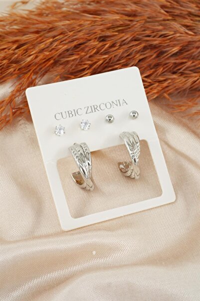 By Zeyna Aksesuar مجموعة أقراط بيضاوية من حجر الزركون للسيدات بتصميم خاص مكون...