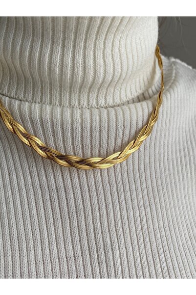 Owentis قلادة نسج الشعر الإيطالية الذهبية من الفولاذ - لا تشويه -