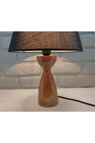 365GUNSERİSONU Star Series Polaris Natural Wooden Body Wooden Leg Fabric Hat Lampshade Table Lamp