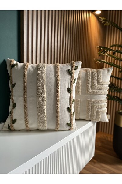 lugarina Minimal Dal & Triangle Seri Ikili Takım Punch Kırlent Kılıfı