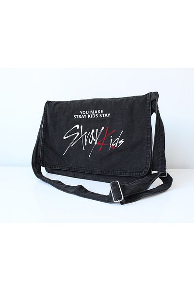 DEFLİNMODA Geantă Messenger Vintage Unisex Printed Straykids din Denim