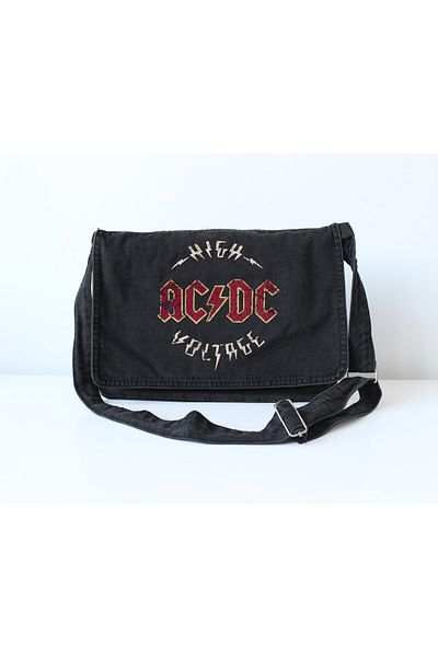 DEFLİNMODA Ac Dc Printed Vintage Unisex Τζιν τσάντα Messenger