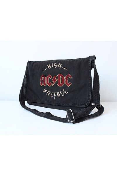 DEFLİNMODA Ac Dc Printed Vintage Unisex Τζιν τσάντα Messenger