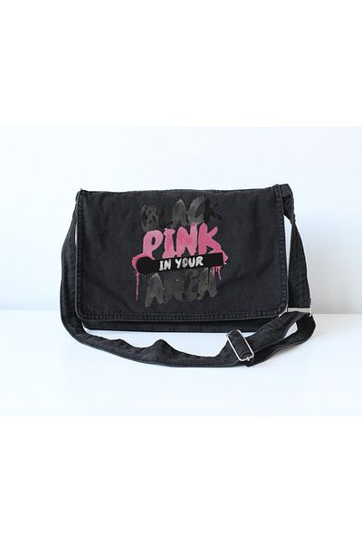 DEFLİNMODA Geantă Messenger Vintage Unisex Denim cu imprimeu Blackpink
