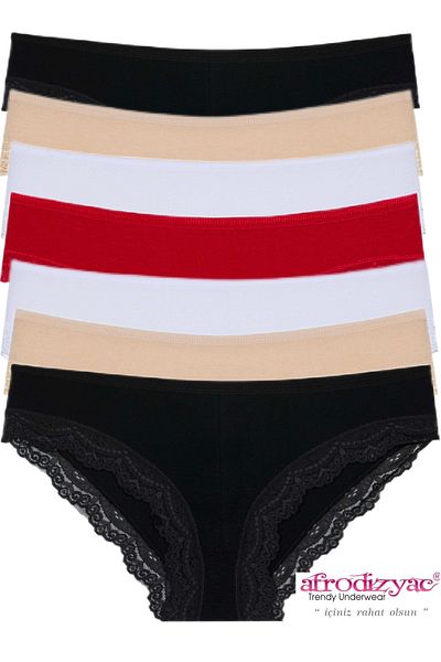 Afrodizyac Slip din bambus cu dantela cu talie inalta din 7 piese (EXTRA MOALE SI FLEXIBIL)