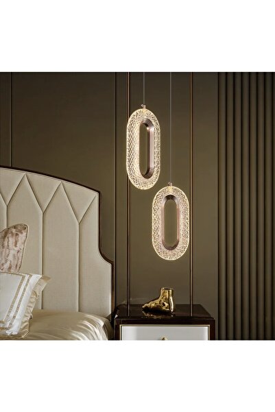 burenze Modern Elegance Luxury Crystal Tekli Sarkıt Led Avize Gold Sarı Gün Işığı