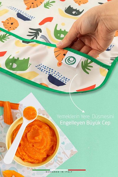 Elele Life Baby Food Bib Liquid Proof Stain Resistant Pocket 6-24 Months Shapes