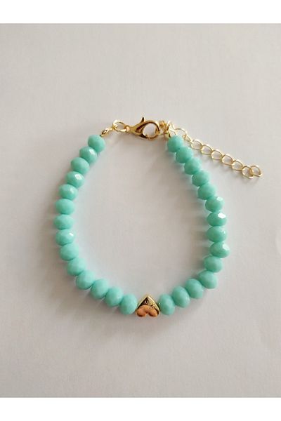 Nuvole Bianche Accessory Mint Green Crystal Bead Bracelet with Heart