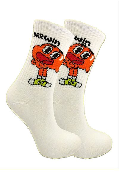 Nixora Λευκές κάλτσες τένις Unisex με σχέδιο Darwin
