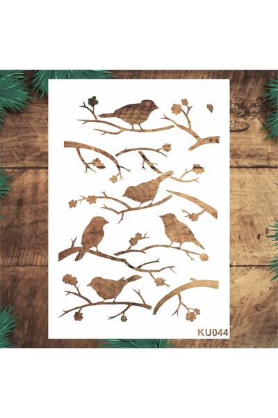 STENCİLTASARIM Stencil Tasarım Ku044 Kuşlar - Dekoratif Duvar, Eşya, Fayans,k...