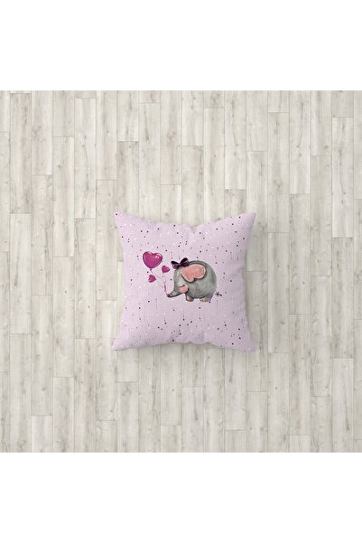 Talia Home Husă de pernă decorativă din 3 piese pentru cameră pentru fete cu model de elefant Tlakr-010