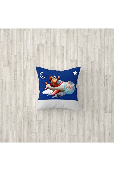 Talia Home Husă de pernă de 3 bucăți pentru cameră pentru copii și bebeluși cu model de pilot și avion Tlakr-065