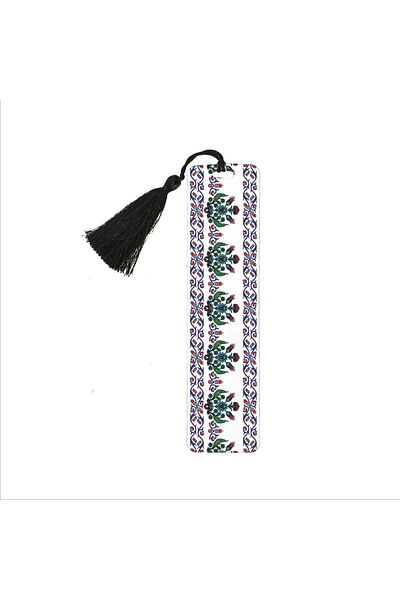 Sadrazam Tile Pattern Printed, Tasseled Bookmark (gift Bookmark, bookmark-127)