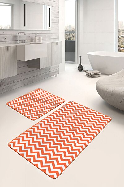 Realhomes مجموعة مكونة من قطعتين بتصميم هندسي متعرج على أرضية برتقالية، مجموع...