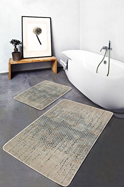 Realhomes 2'li Set Krem Zeminde Eskitme Motifli Geometrik Eskitme Motifli Vin...