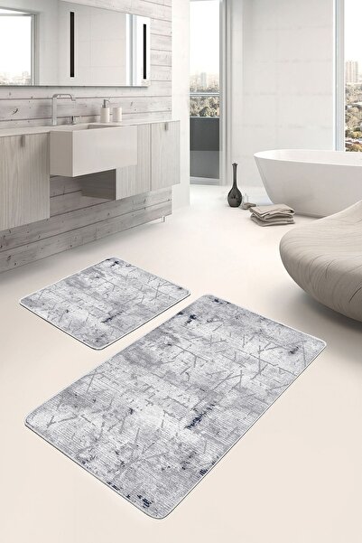 Realhomes مجموعة من 2 سجادة حمام هندسية مكونة من قطعتين بتصميم هندسي عتيق على...