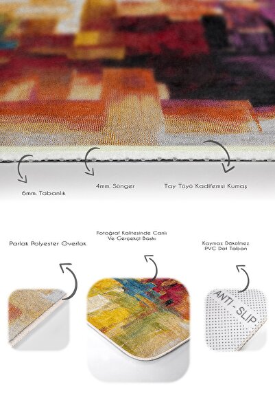 Realhomes Modern Classic 2-Piece Bathroom & Kitchen Mat Set with Paint Pattern on Painting Floor with Brush Bumps Motif