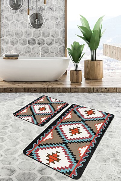 Realhomes Cream Ecru Floor with Rug Motif Traditional Geometric Ethnic Motifs...