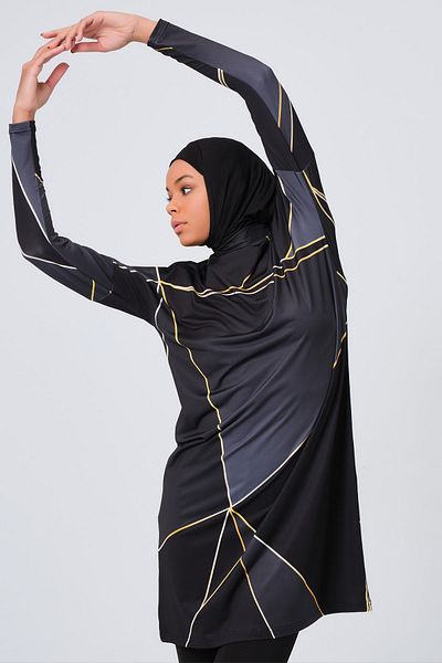 ALFASA Άνετο μαγιό Hijab με χρυσό σχέδιο