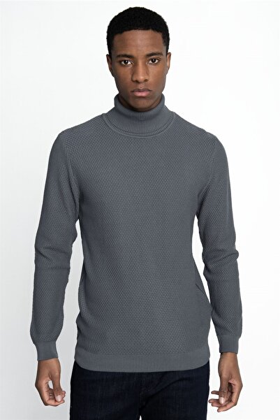 Tudors Men's Slim Fit Slim Fit Full Turtleneck Patterned Knitwear Sweater