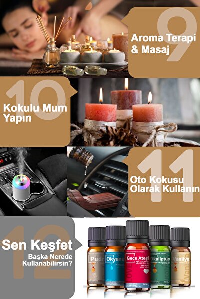 Cem Cosmetics Renkli Set Uçucu Yağ & Esansiyel Yağ 6'lı Oda Kokusu Buhardanlık Ve Difüzör Koku Seti 6x10ml