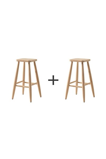 EHM Ahşap Mobilya Dekorasyon Ahşap 65 Cm Yüksek Kare Bar Tabure Sandalye