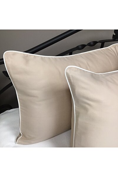 OYA home وسادة الأنابيب - قطعتان - أرضية بيج وأنابيب بيضاء