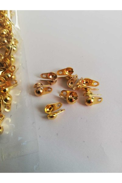 craftsy Düğüm Kapama Çift Halkalı Sarı Kaplama 4mm Düğüm Kapama - Misina Kapama ,takı Yapım Aparatı 50gr