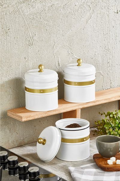 The Mia Galvin 3-Piece Tea Sugar Coffee Jar White 17 Cm Gln0040