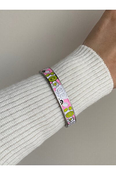 Owentis مشبك Eftalia من الفولاذ المقاوم للصدأ باللون الفضي والمينا العرقي - ل...