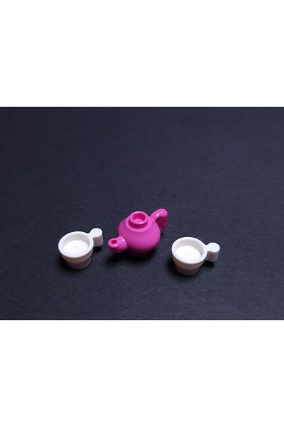 LEGO Original Accessory Moc Custom Minifigure Minifigure Pink Teapot White Tea Cup