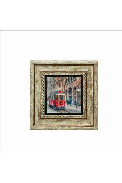Sadrazam Tablou din piatră naturală imprimată tramvai nostalgic 20cmx20cm Krt-046