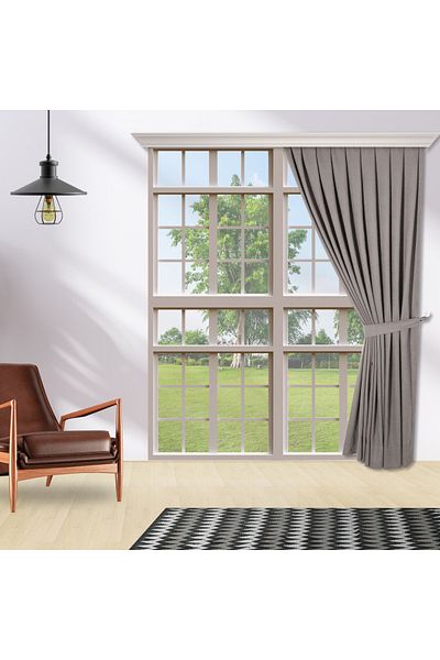 perhal perde ve halı Single Wing Gray Color Island 1-2 Sparse Pleat Background Curtain