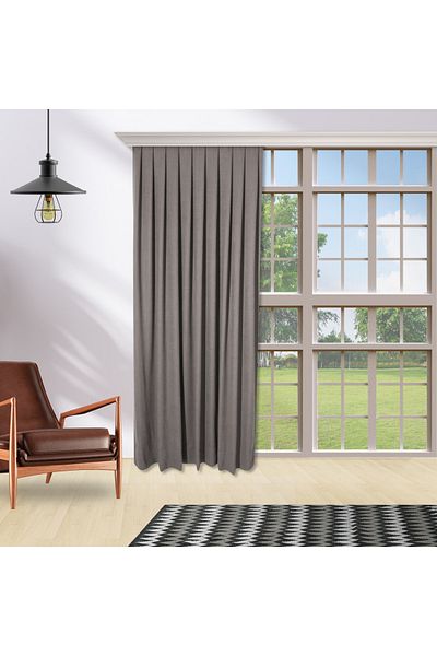 perhal perde ve halı Single Wing Gray Color Island 1-2 Sparse Pleat Background Curtain
