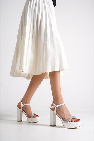 ALPELLİ Women's Pearl Stone Platform Heeled Shoes