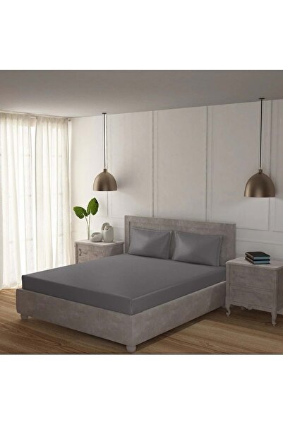 Romans 100x200 Cm Gray Luxury Combed Cotton Sheet - Elastic