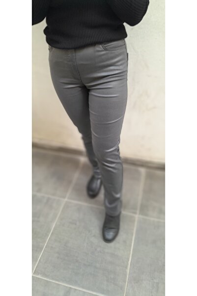 Butik Karaca Kadın Deri Suni Mom Kalıp Pantolon