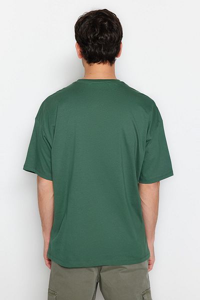 Trendyol Collection Zöld, túlméretezett, nyomtatott póló - TMNSS23TS00113