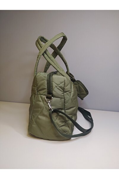 VEGGO Cüzdanlı Puf Kumaş Kapitone Omuz Çantası