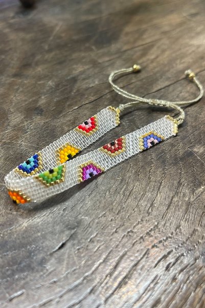 Afrika Butik Şeffaf Cam Görünümlü Renkli Nazar Miyuki Bileklik
