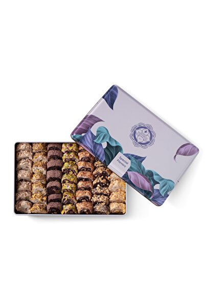 MEŞHUR SAFRANBOLU LOKUMCUSU علبة حلقوم تركية مختلطة في صندوق معدني 1 كجم