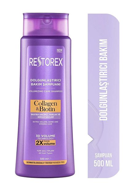 Restorex Șampon cu cheratina și argan 500 ml + șampon cu colagen și biotină 500 ml