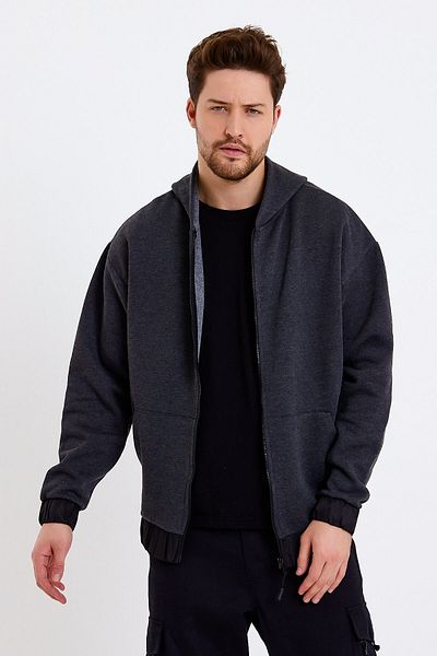 JAHR MARC Ανδρικό μπουφάν Oversize με κουκούλα σε σκούρο γκρι