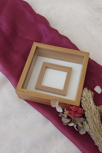 Verda Çerçeve Rama de memorie Verda din bambus 25x25 cm cu sectiune foto - Rama de memorie cu adâncime de 6 cm