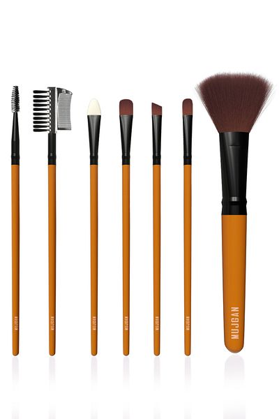 MUJGAN 7-Piece Bag Brush Set Golden Yellow