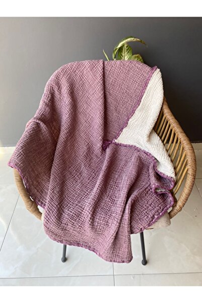 YASEMİNİNEVİ Mürdüm Rengi Müslin Bebek Örtüsü/pike