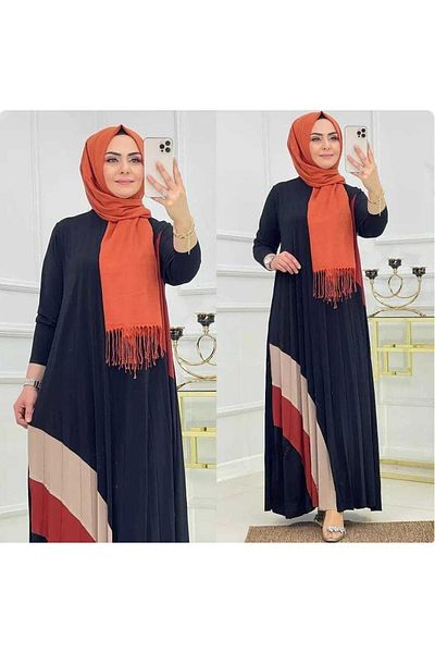 MODAMÜNASİP Sandy Laser Printed Pleated Dress
